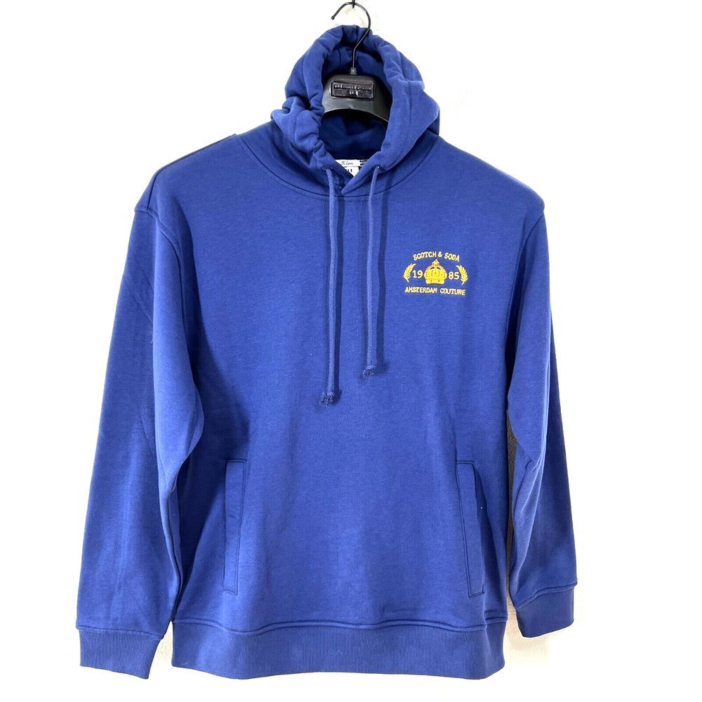 Scotch & Soda Amsterdam Couture Embroidered Logo Fleece Hoodie Mens Medium Cozy
